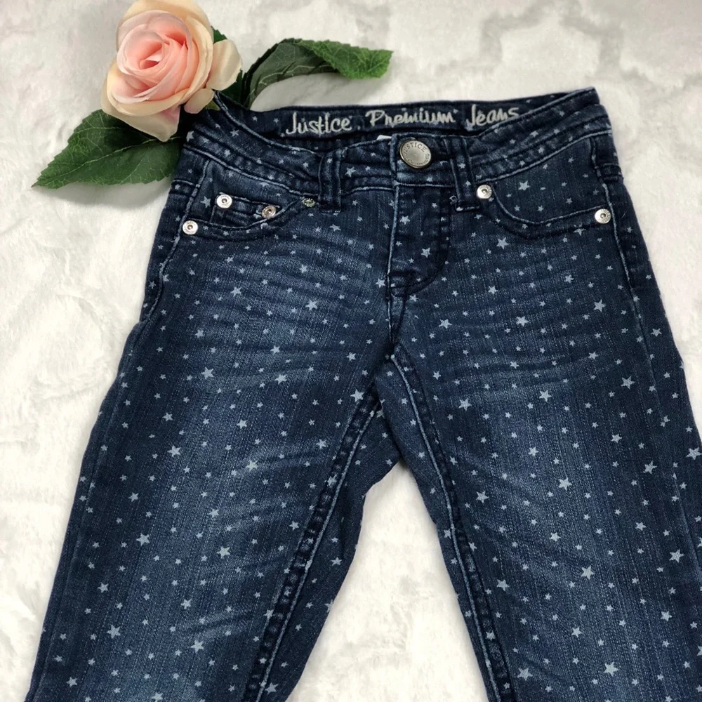 Justice Premium Skinny Jeans Star Print size 6